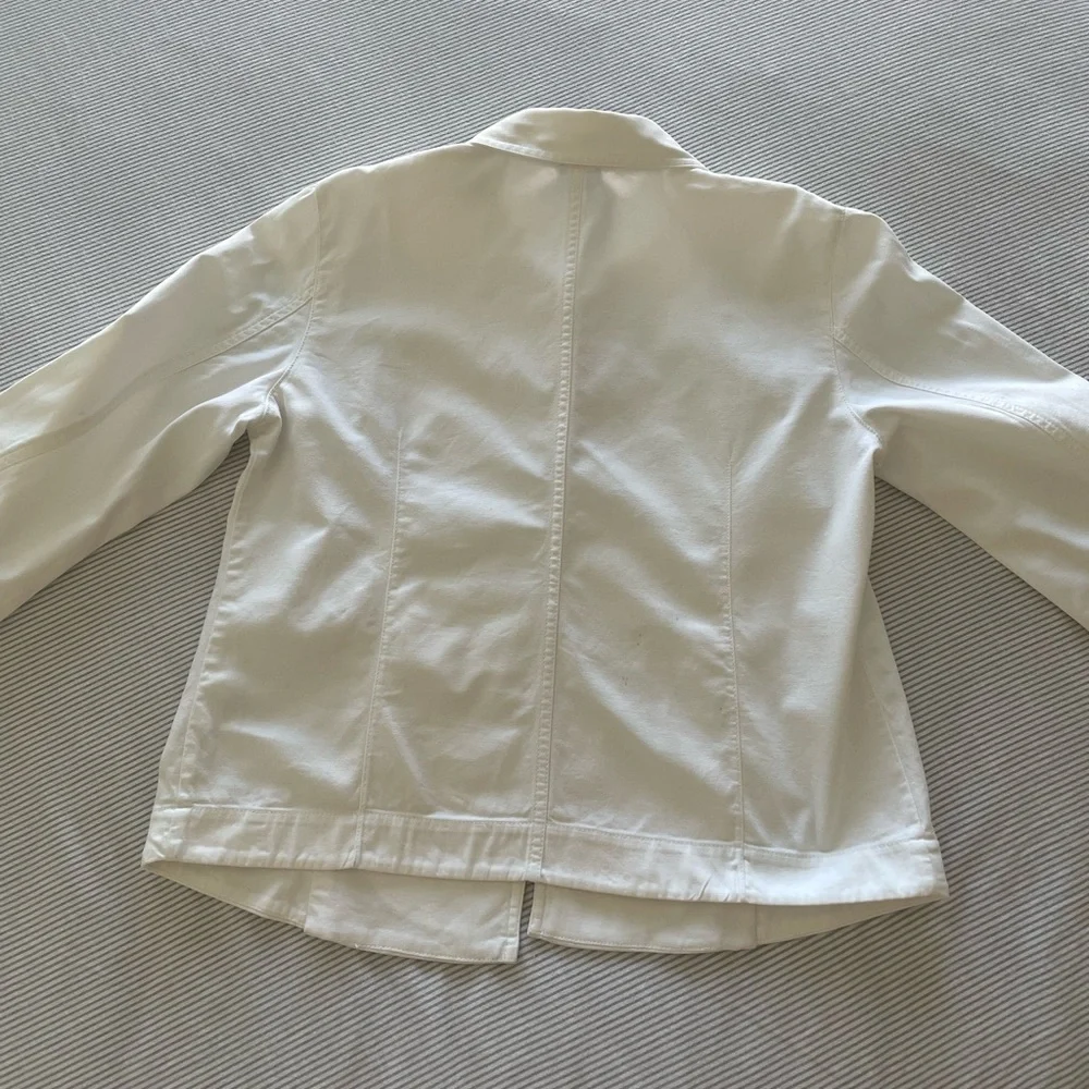 Eileen Fisher White Organic Cotton Canvas Jacket Blazer S EUC - Picture 4 of 16